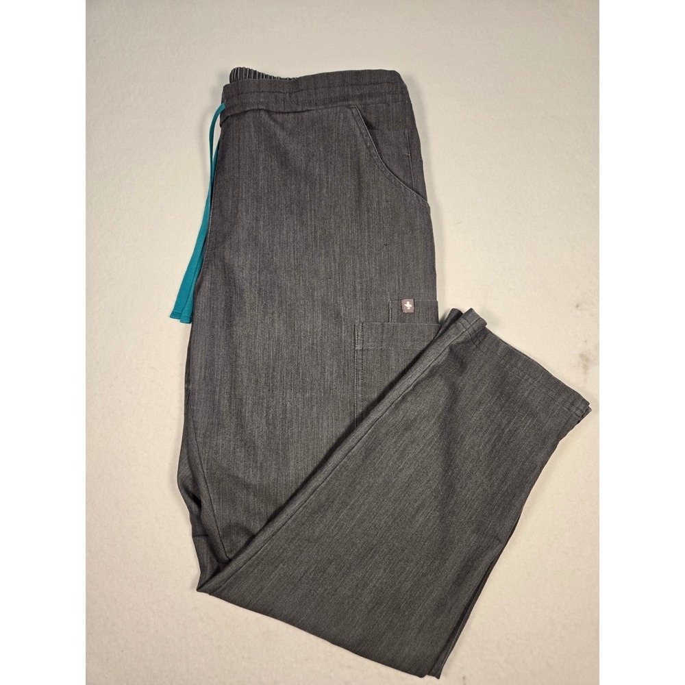 FIGS Scrub Pant Womens M Charcoal Grey Cargo Technical Trouser Drawstring